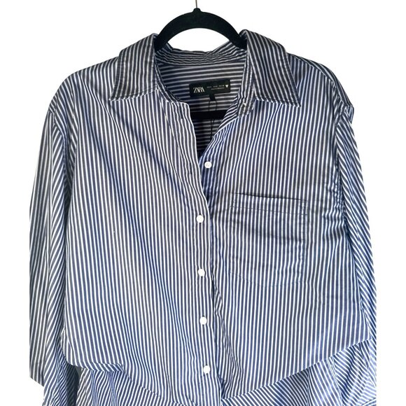 2/$30 ZARA Small Navy & White Striped Button-Up - Picture 10 of 13